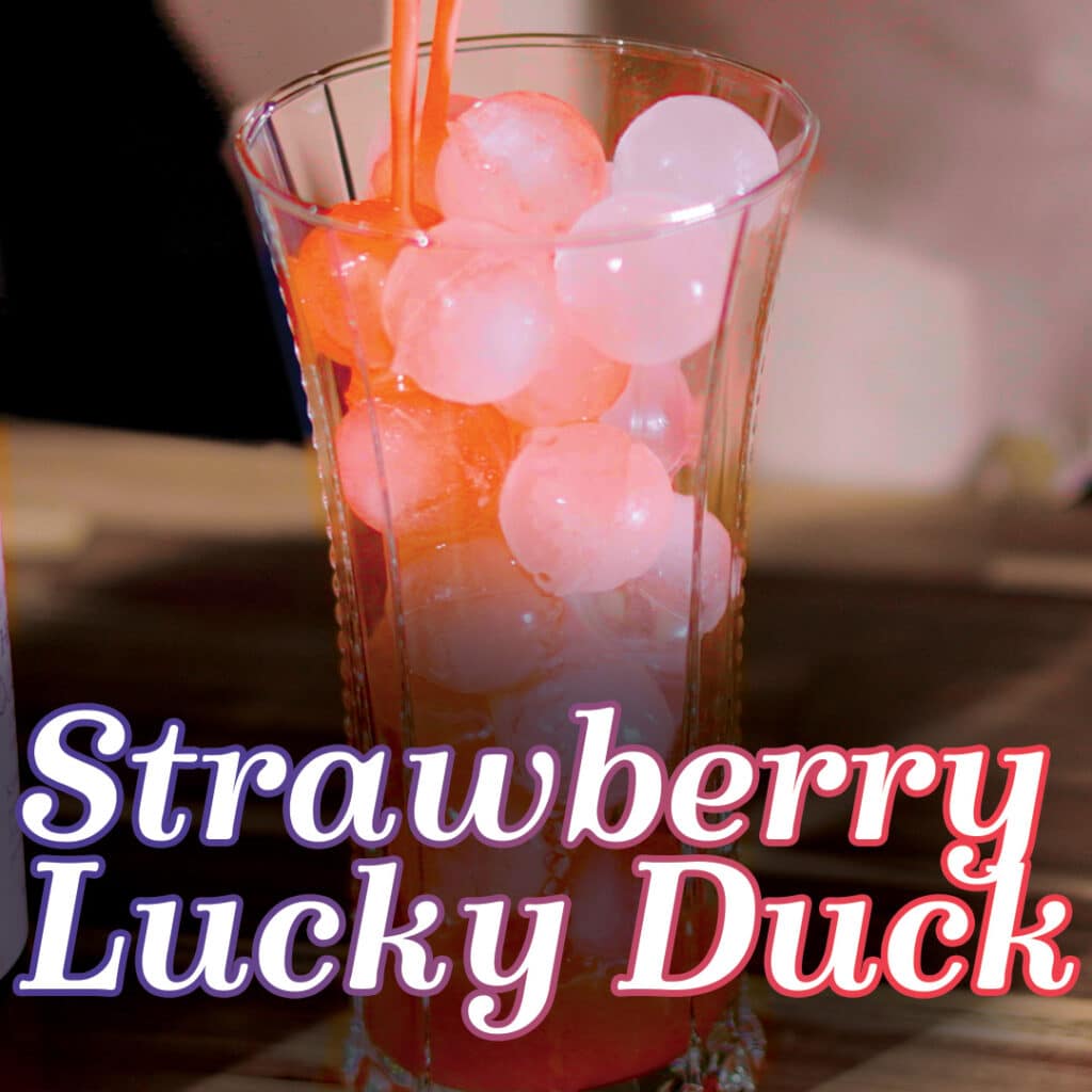 Strawberry Lucky Duck cocktail in glass